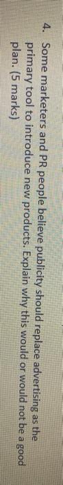  4. Some marketers and PR people believe publicity should replace advertising