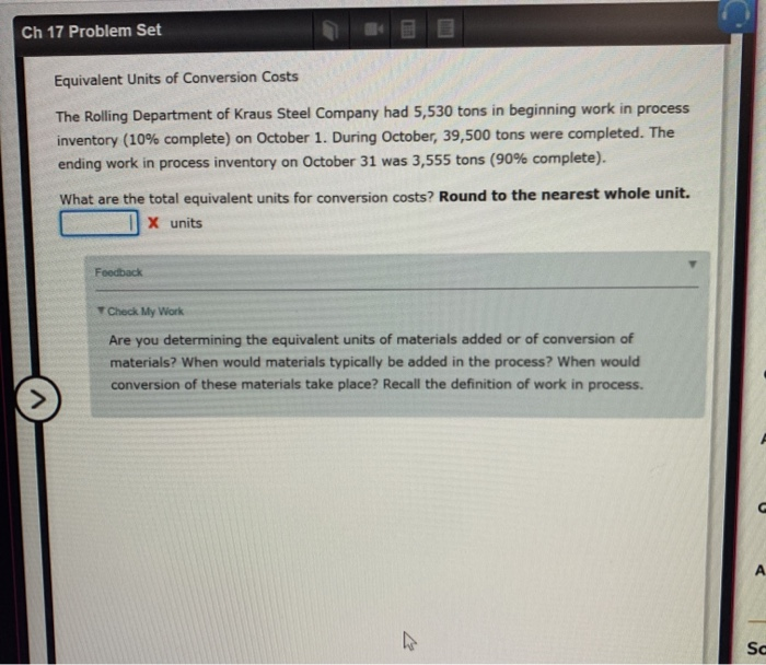  Ch 17 Problem Set E Equivalent Units of Conversion Costs The
