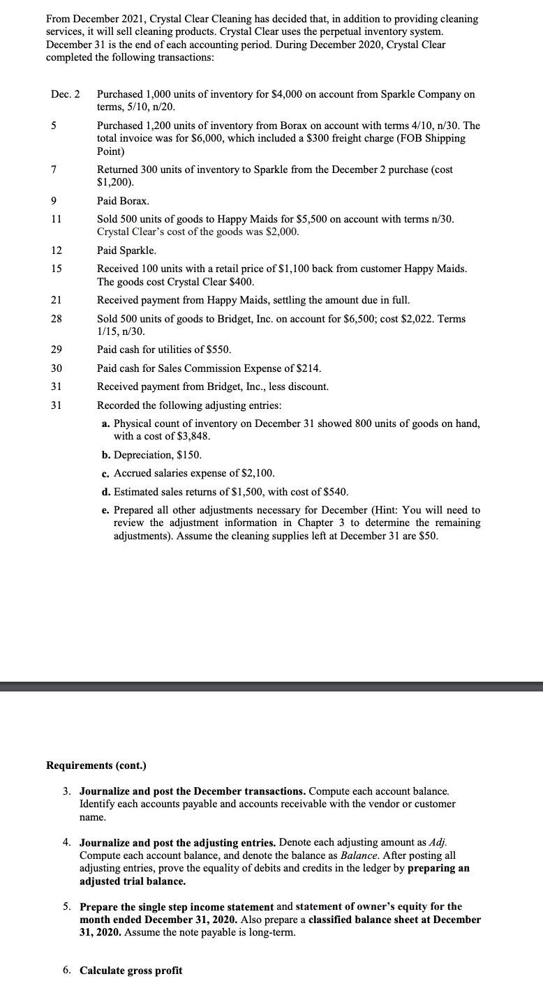 Please help me, I only need the requirement 3 From December 2021,