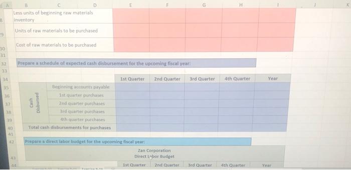 following forecast of units to be produced by quarter for the upcoming