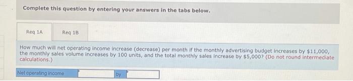 Selling Price, and Volume (L05-4) [The following information applies to the questions