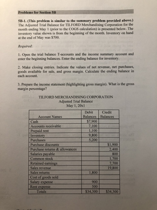  Problems for Section 5B 5B-1. (This problem is similar to the