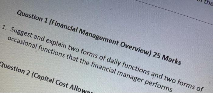  plese slove this as soon as possible the Question 1 (Financial