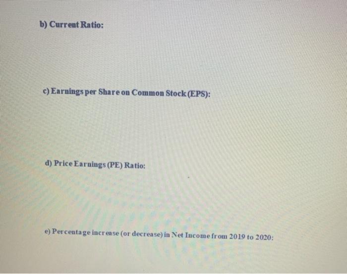 use the data to calculate the amounts in parts a), b), c),
