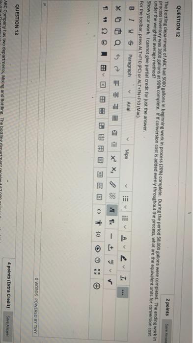 Credit) Save and ABC Company has two departments, Mixing and Bottling. The