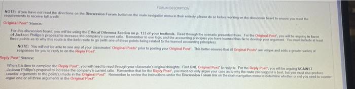  FORUM DESCRIPTION NOTE you have not read the direction on the