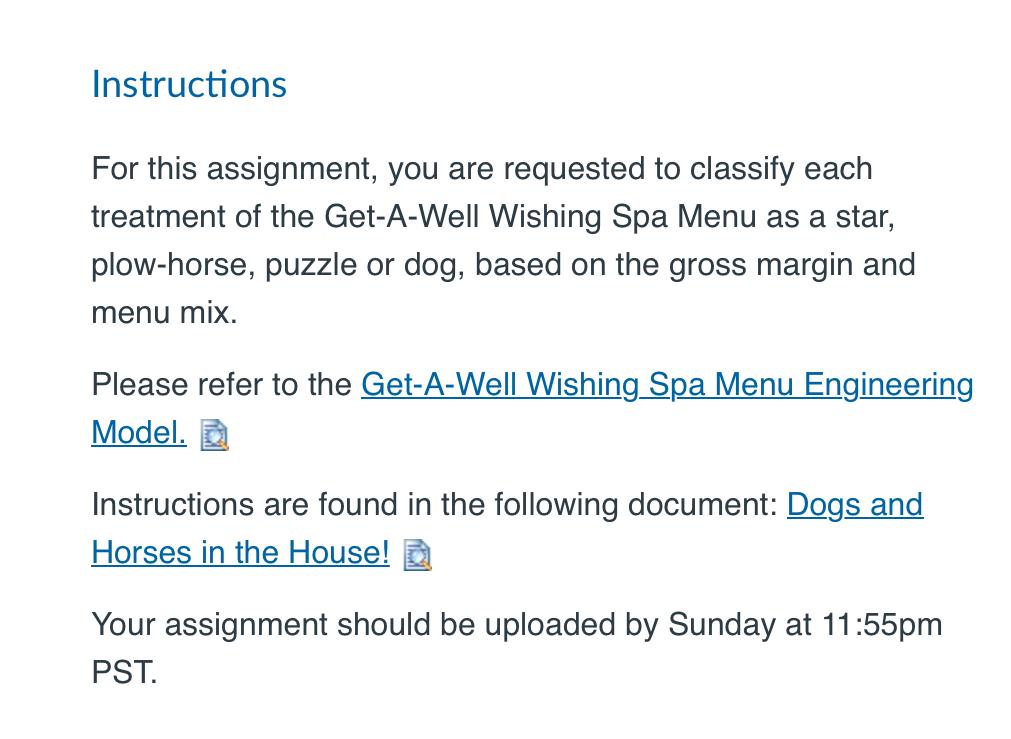  Instructions For this assignment, you are requested to classify each treatment