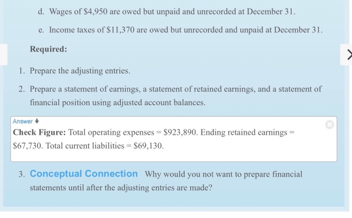 unadjusted trial balance for Mitchell Pharmacy appears below. Mitchell Pharmacy Unadjusted Trial