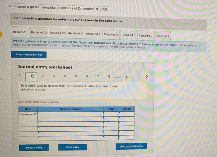 Solutions. The November 30, 2021. unadjusted trial balance of Business Solutions (reflecting