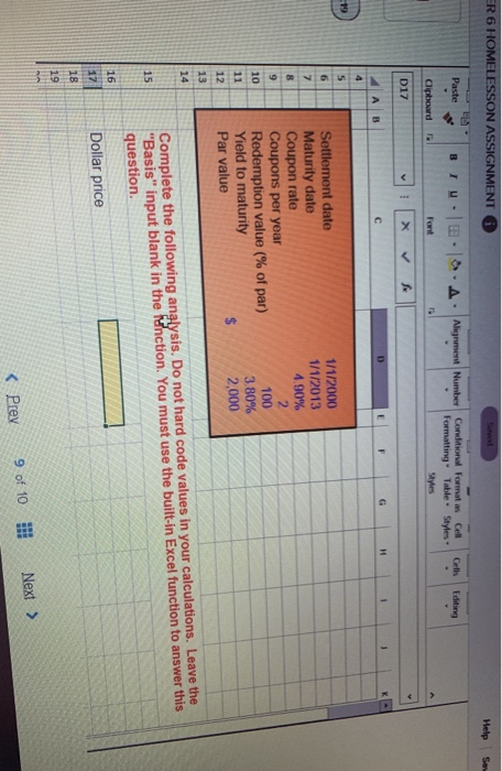 PRETTT PLEASE ANSWER WITH EXCEL FORMULA ER 6 HOMELESSON ASSIGNMENT Help S