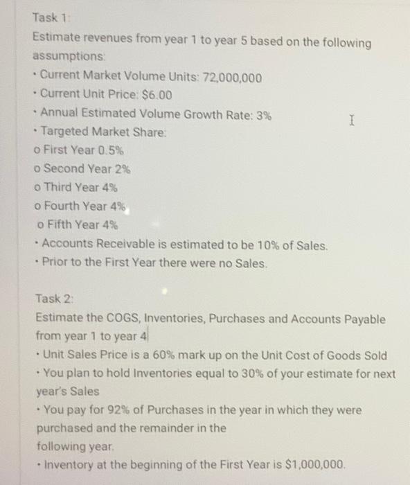  you can only do task 2 . Task 1 Estimate revenues