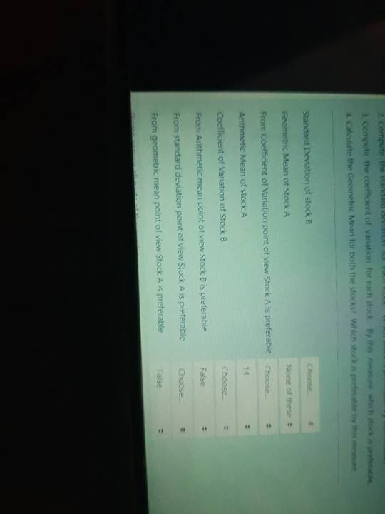 years data on annual rates of return (HPY) on two stocks Stock
