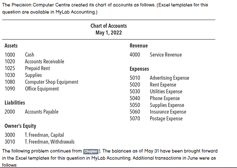  The following problem continues from Chapter1. The balances as of May