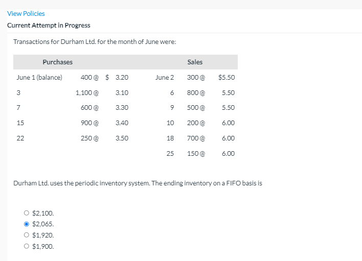 View Policies Current Attempt in Progress Transactions for Durham Ltd. for