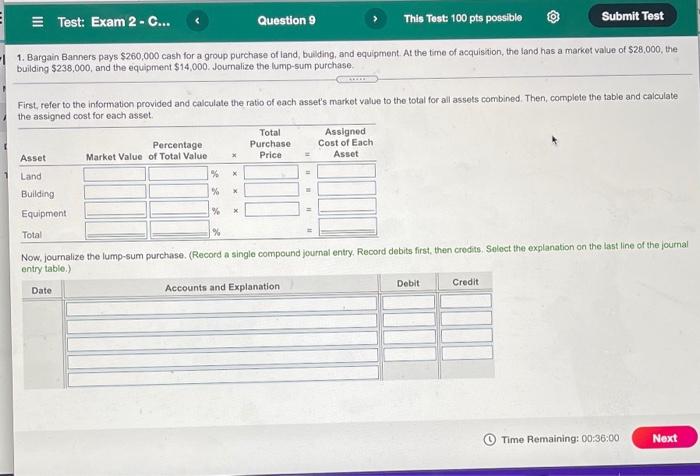  Test: Exam 2 - C... Question 9 This Test: 100 pts