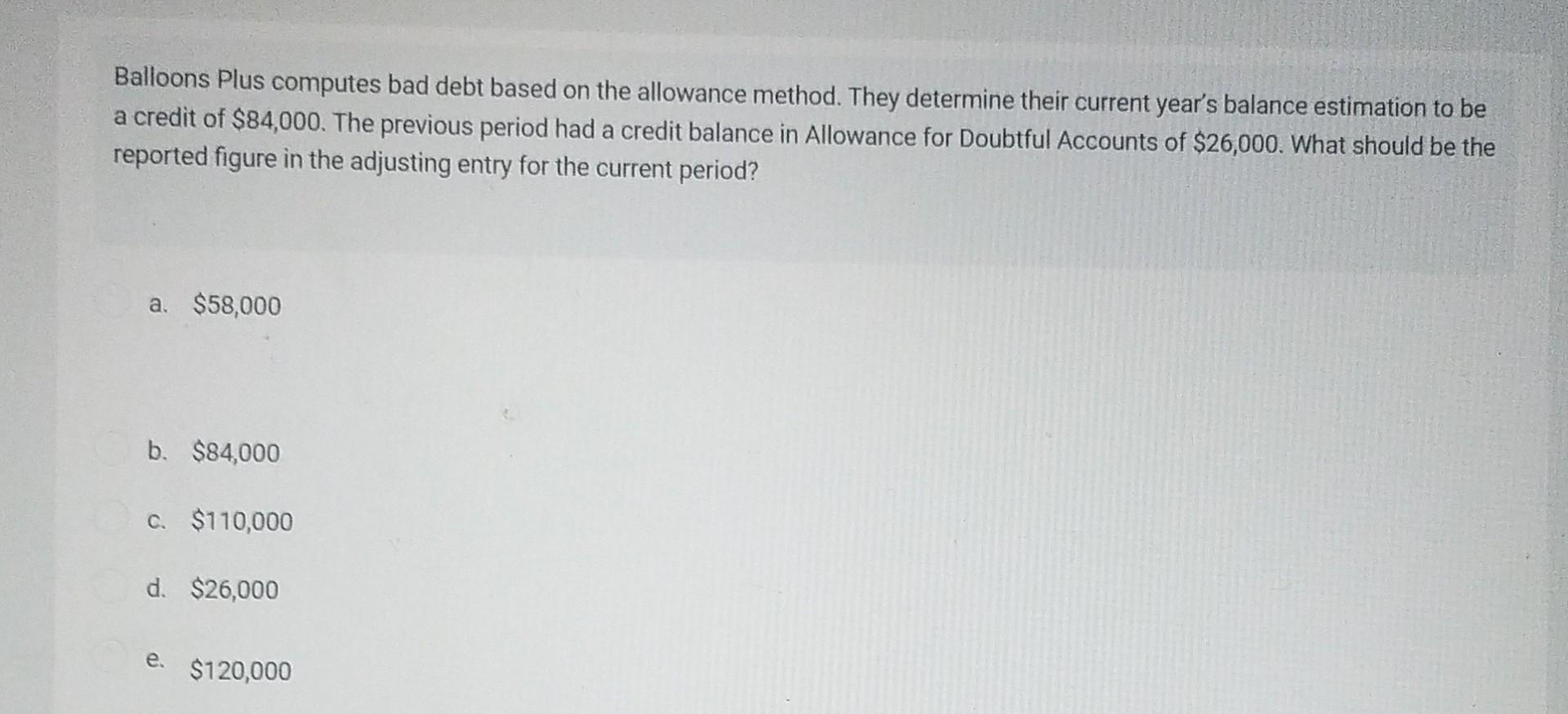 Balloons Plus computes bad debt based on the allowance method. They