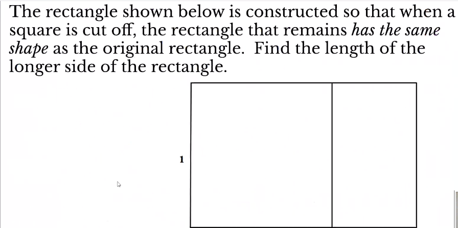 The rectangle shown below is constructed so that when a square