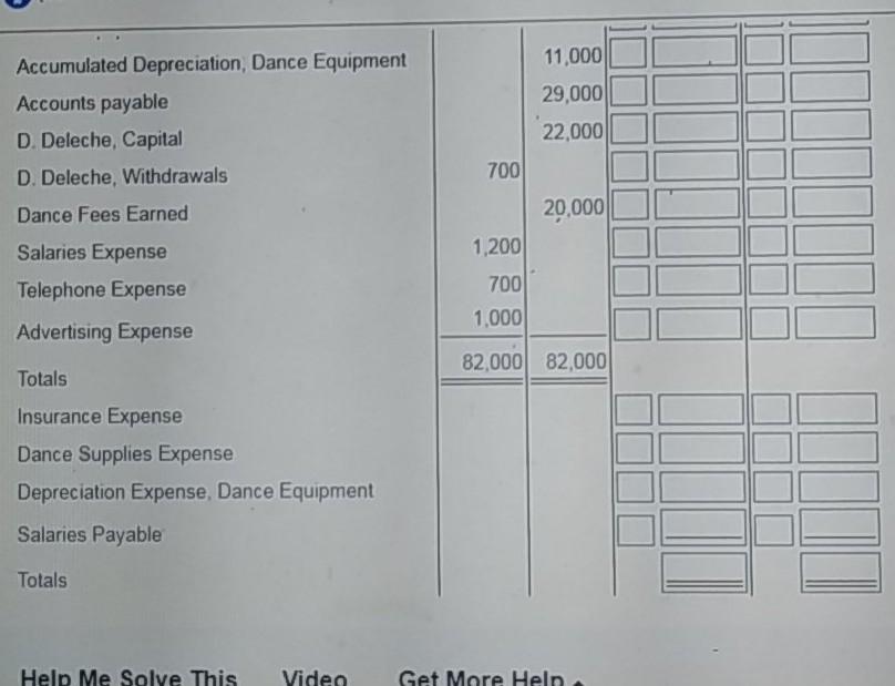 time, beginning with the Adjustments columns. When completing the A of the