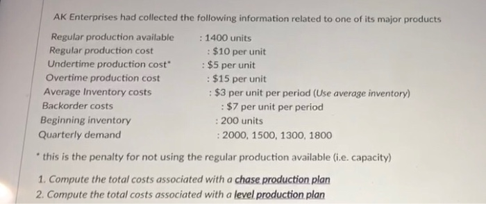 Please show worked out solutions step-by-step in excel : AK Enterprises had