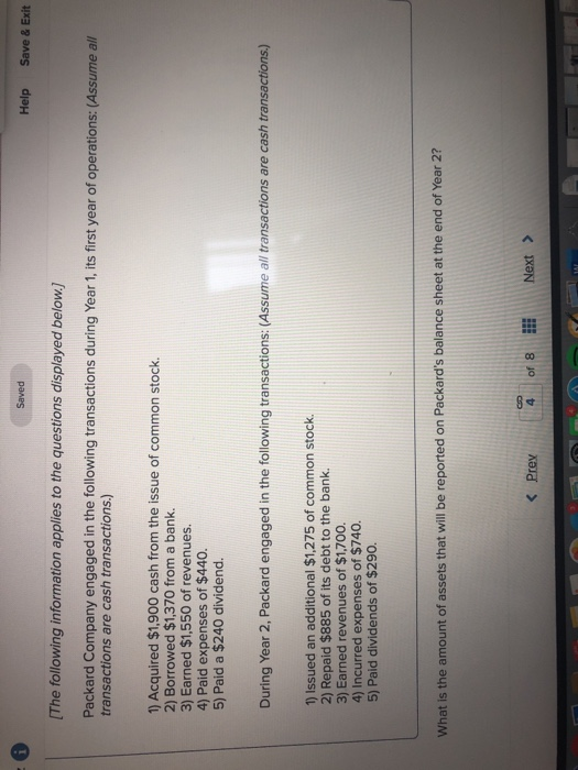 please help Saved Help Save & Exit The following information applies to