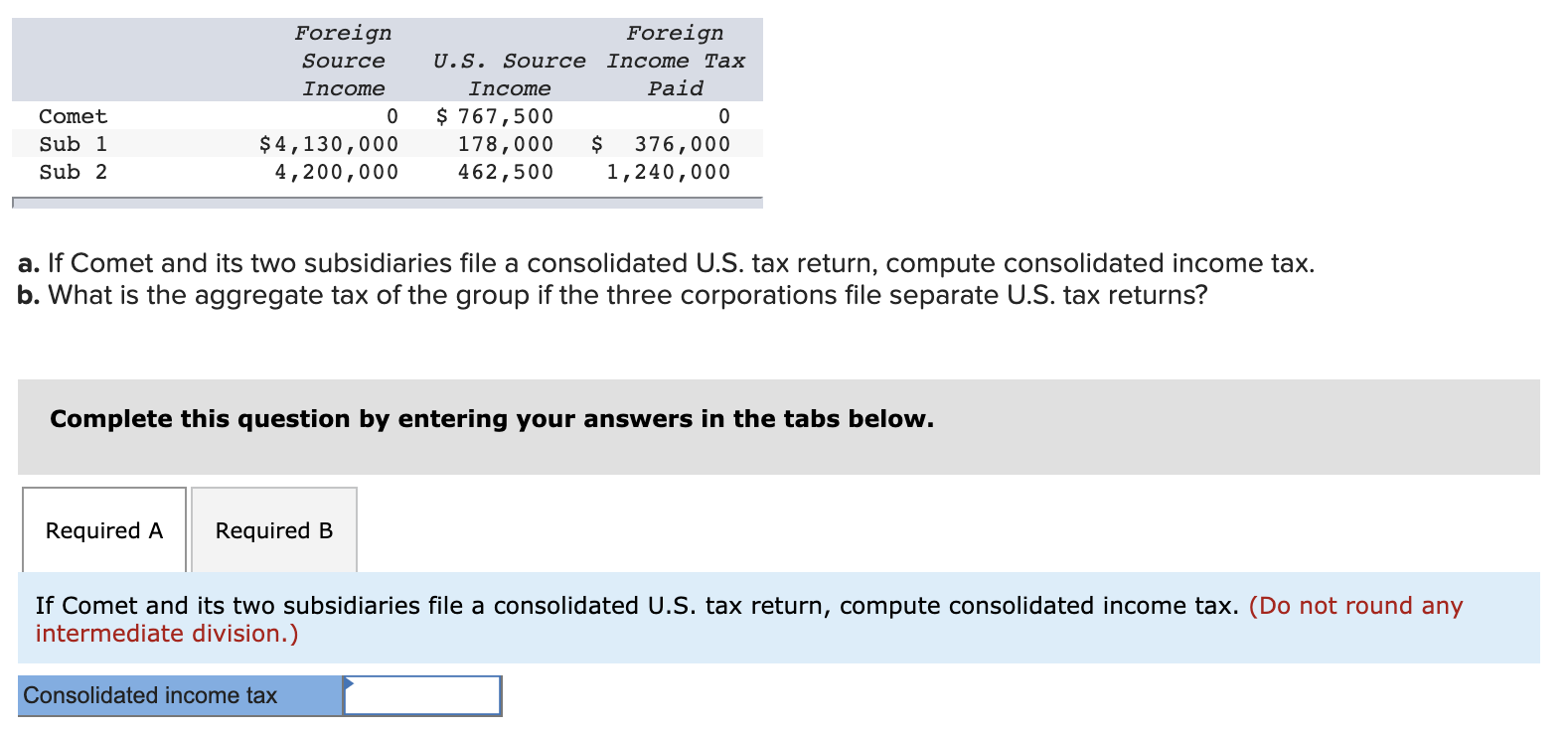 Comet operates solely within the United States. It owns two subsidiaries