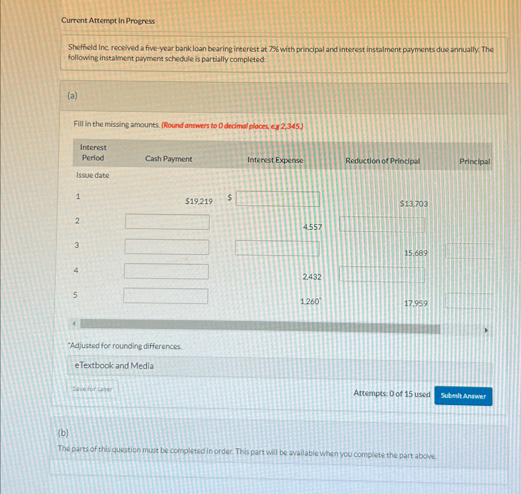  Current Attempt in Progress Sheffield Inc received a five-year bank loan