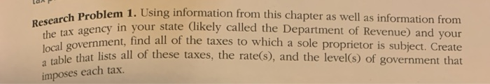  Research Problem 1. Using information from this chapter as well as