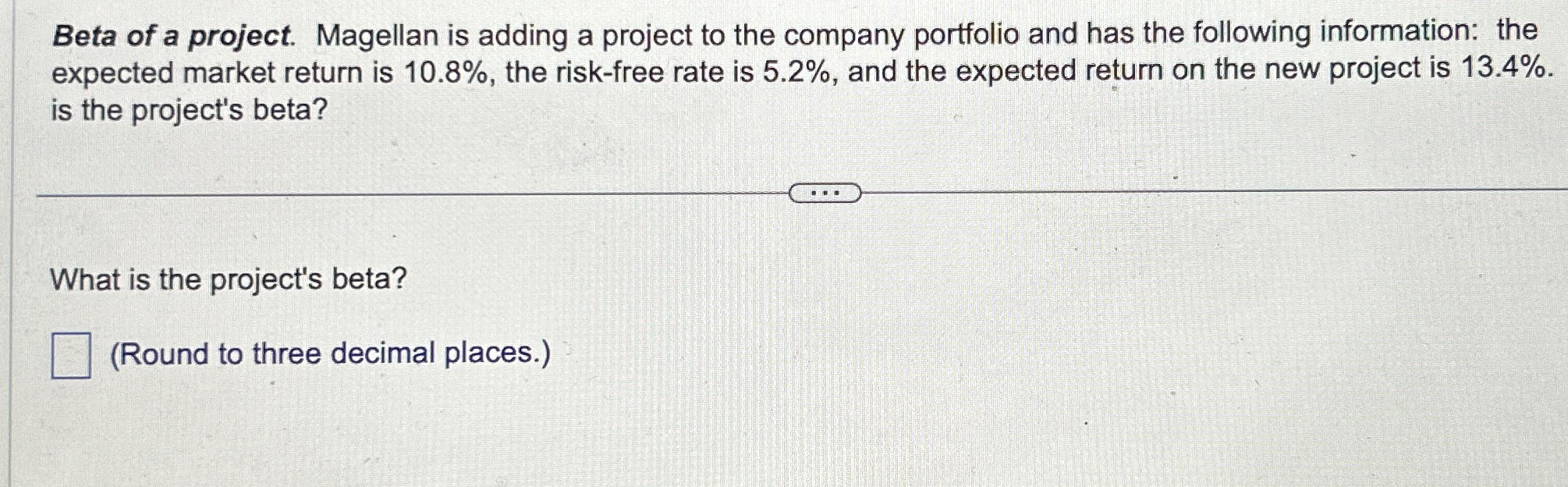  Beta of a project. Magellan is adding a project to the