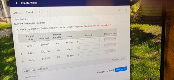  + Chapter 9 HW -/1E Question 1 of 4 View Policies