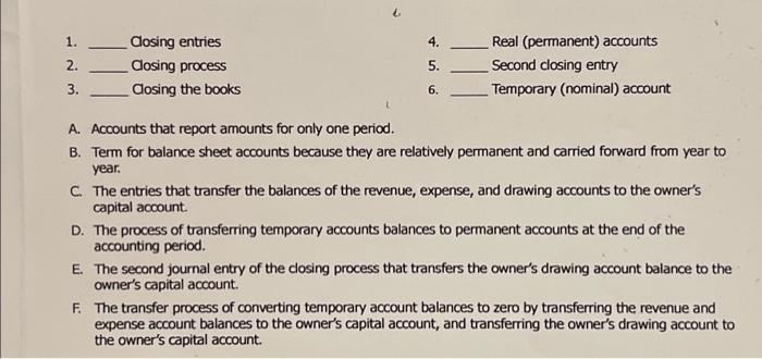  1. 4. 2. Closing entries Closing process Closing the books 5.