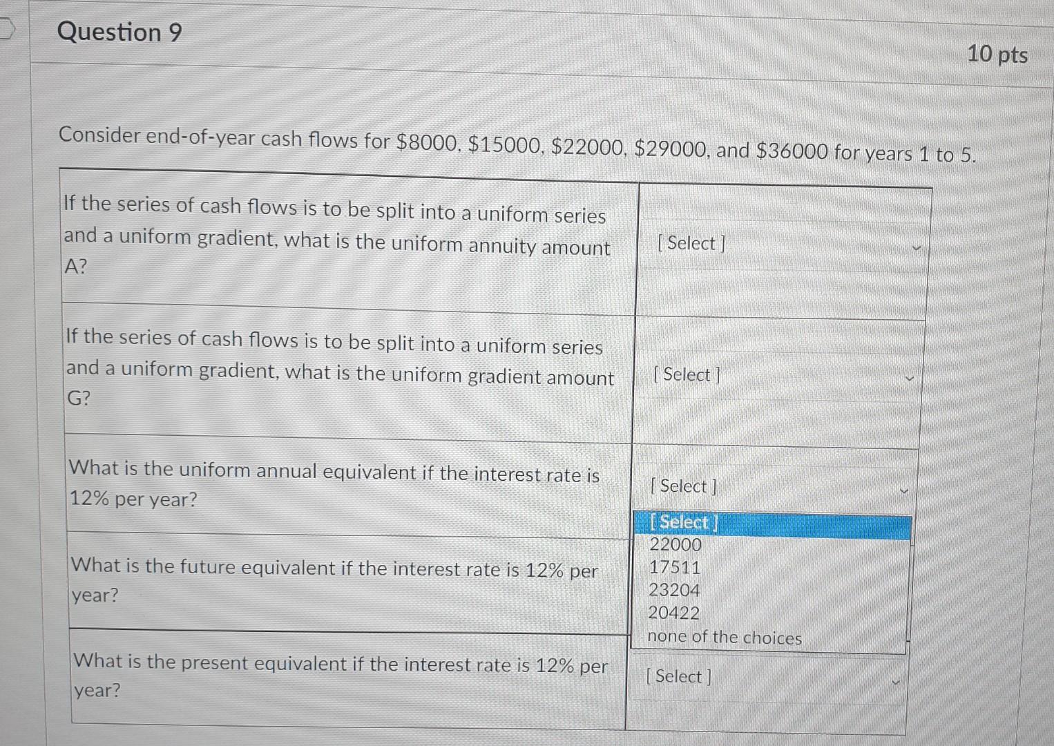is to be split into a uniform series and a uniform gradient,