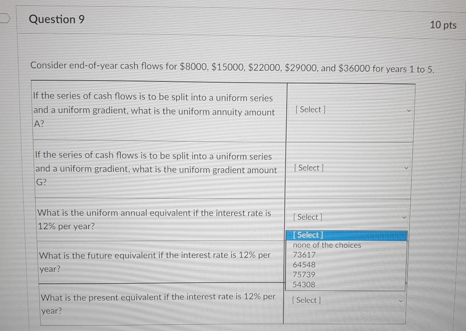 series of cash flows is to be split into a uniform series