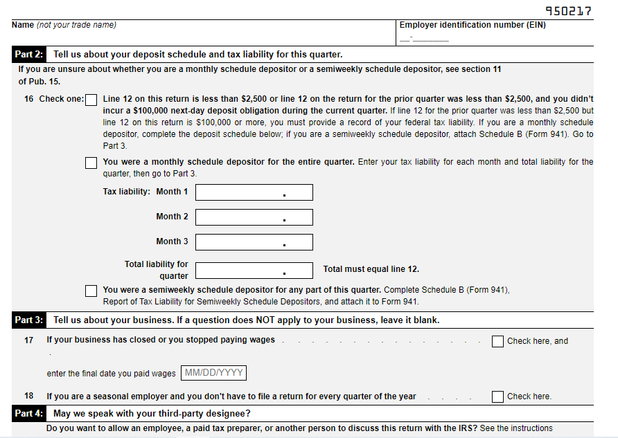 and mail Form 941 on the due date. Based on the lookback