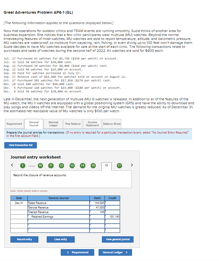  Not sure what I'm doing wrong here Great Adventures Problem AP6-1