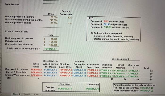 Data Section: Percent Conversion 40% Units 60,000 210,000 30,000 Work in
