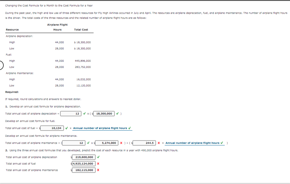 need help with the ones I got incorrect Changing the Cost Formula