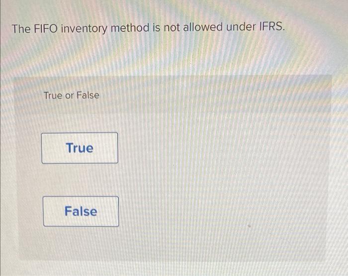 part 1 part 2 The FIFO inventory method is not allowed under
