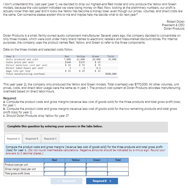  I don't understand this. Last year [year 1), we decided to