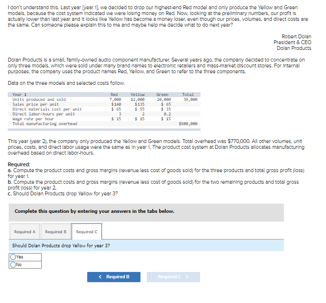 models, because the cost system indicated we were losing money on Red.