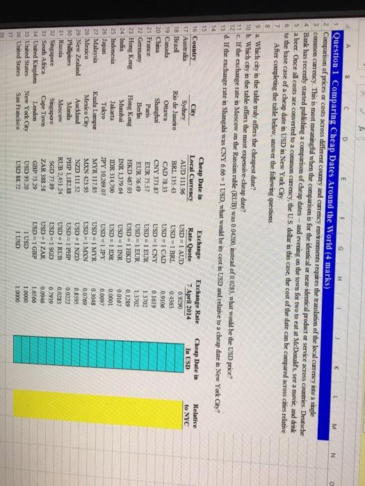  M N o E H 1 Question 1 Comparing Cheap Dates