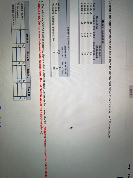  Saved Help Sav portfolio manager summarizes the input from the macro