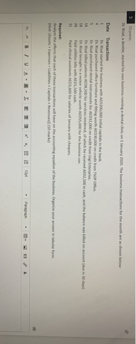  3 10 points Dr. Rizal, a dentist, started his own business