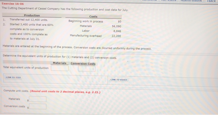  ULULU FULL SCREEN PRINTER VERSION BACK Exercise 16-06 The Cutting Department