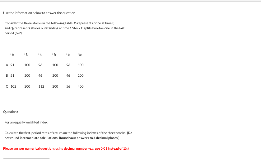 Use the information below to answer the question Consider the three