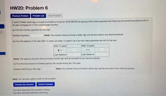  HW20: Problem 6 1 Previous Problem Problem List Next Problem (1