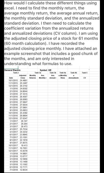 How would I calculate these different things using excel. I need