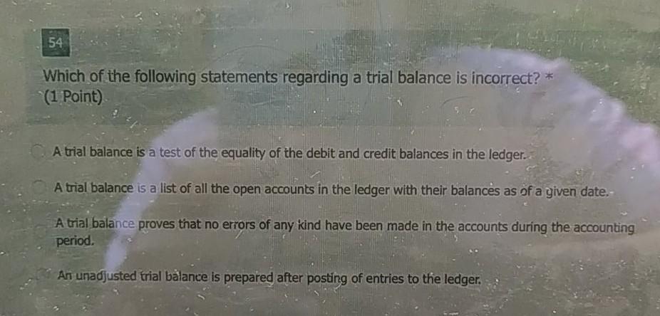 of the following statement is incorrect? (1 Point) Ethics is a set