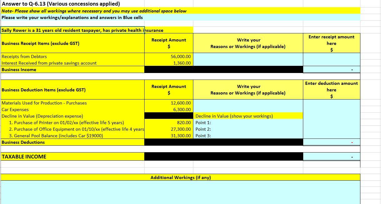 Answer to Q-6.13 (Various concessions applied) Note- Please show all workings