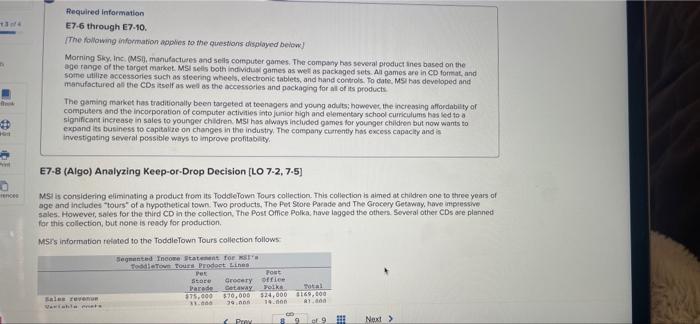  Required information E7-6 through E7.10. The following information applies to the