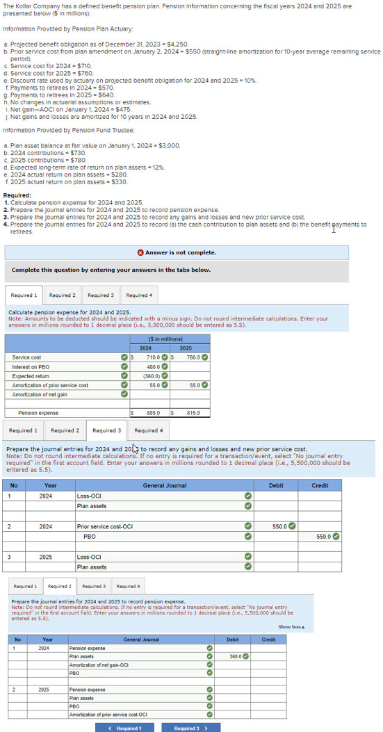  presented below ( $ in miltions): Information Provided by Pension Plan